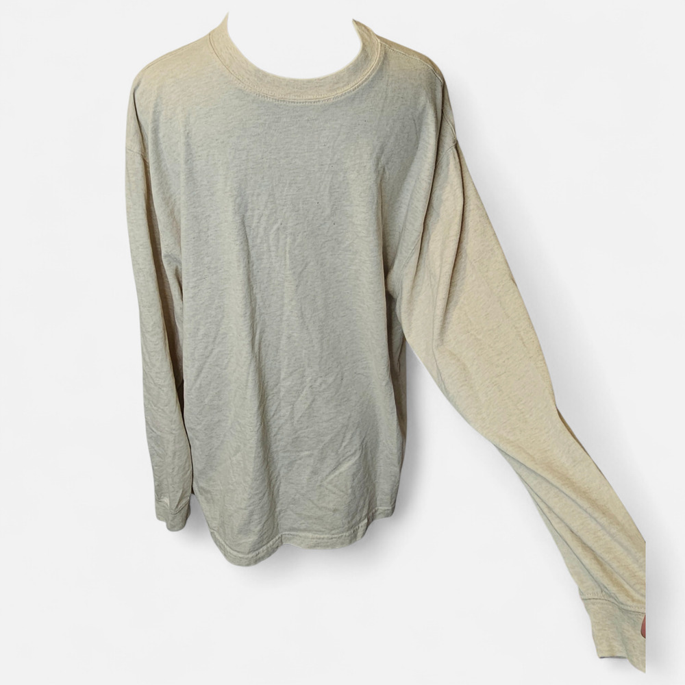 Puritan Men’s Long Sleeve Crewneck Shirt Tan Beige Size Med 38/40 Cotton Blend